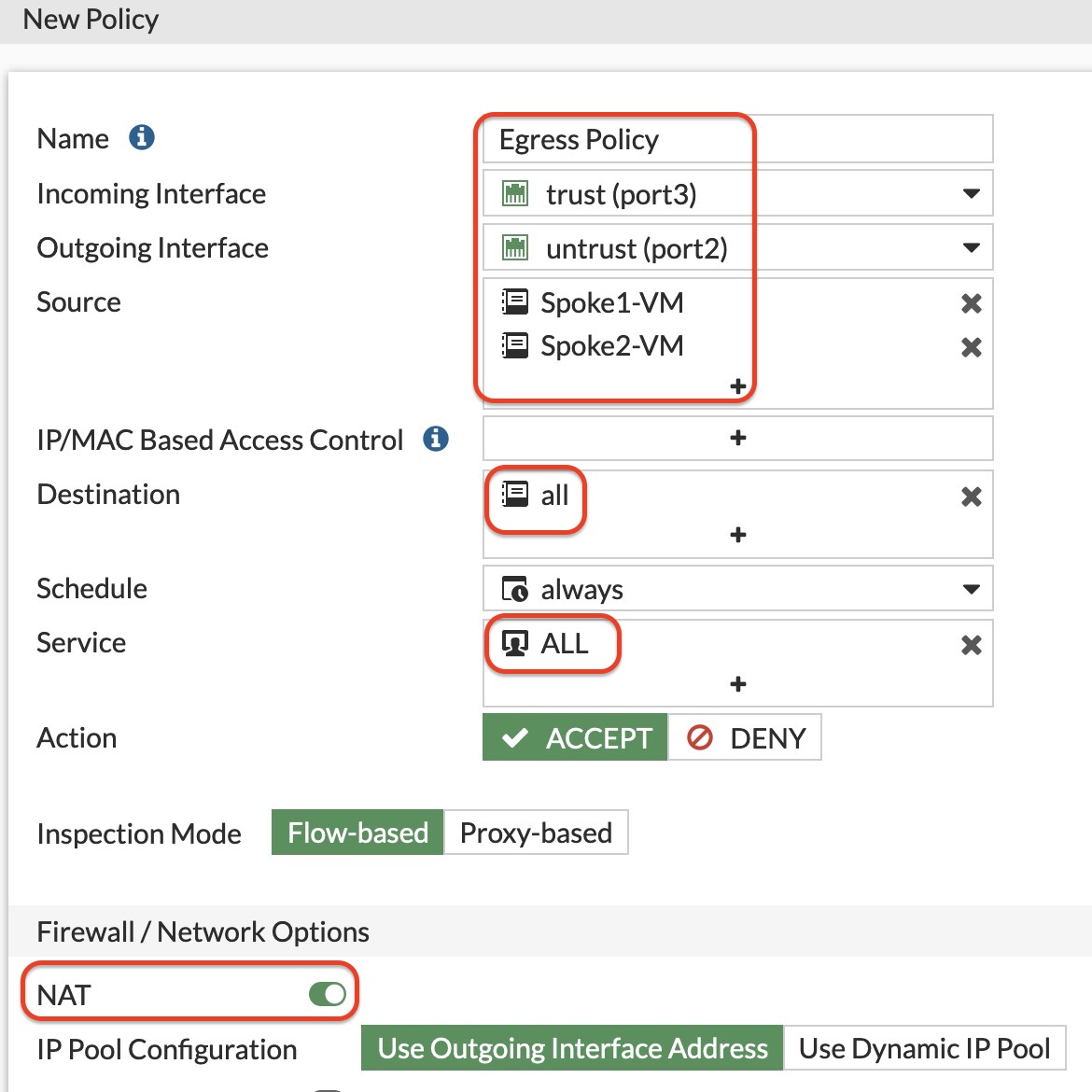 Create egress firewall policy
