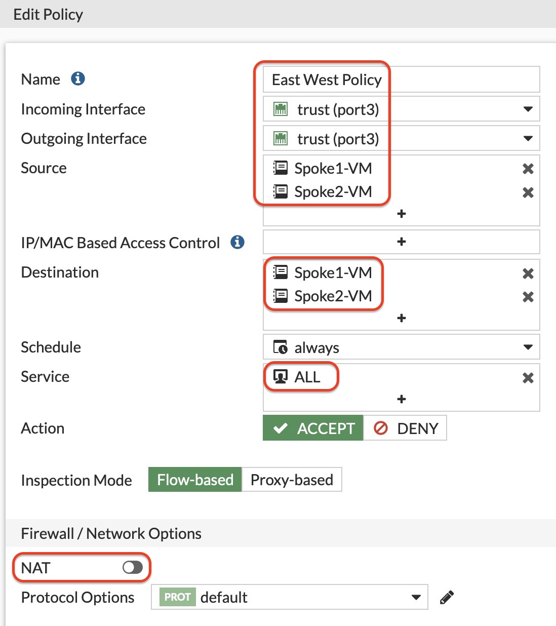 Create east-west firewall policy