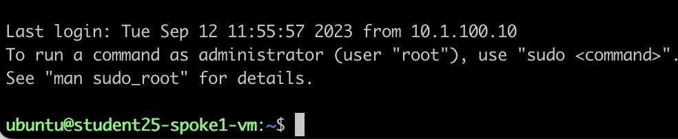 Verify Spoke1 VM SSH Access