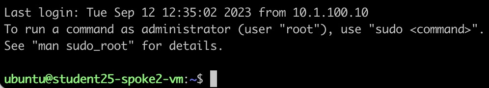 Verify Spoke2 VM SSH Access