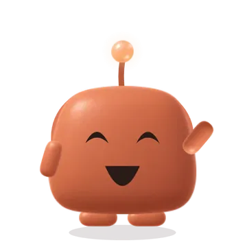 Mochi, a small clay mascot, waving, thinking, reading, typing, celebrating and falling asleep