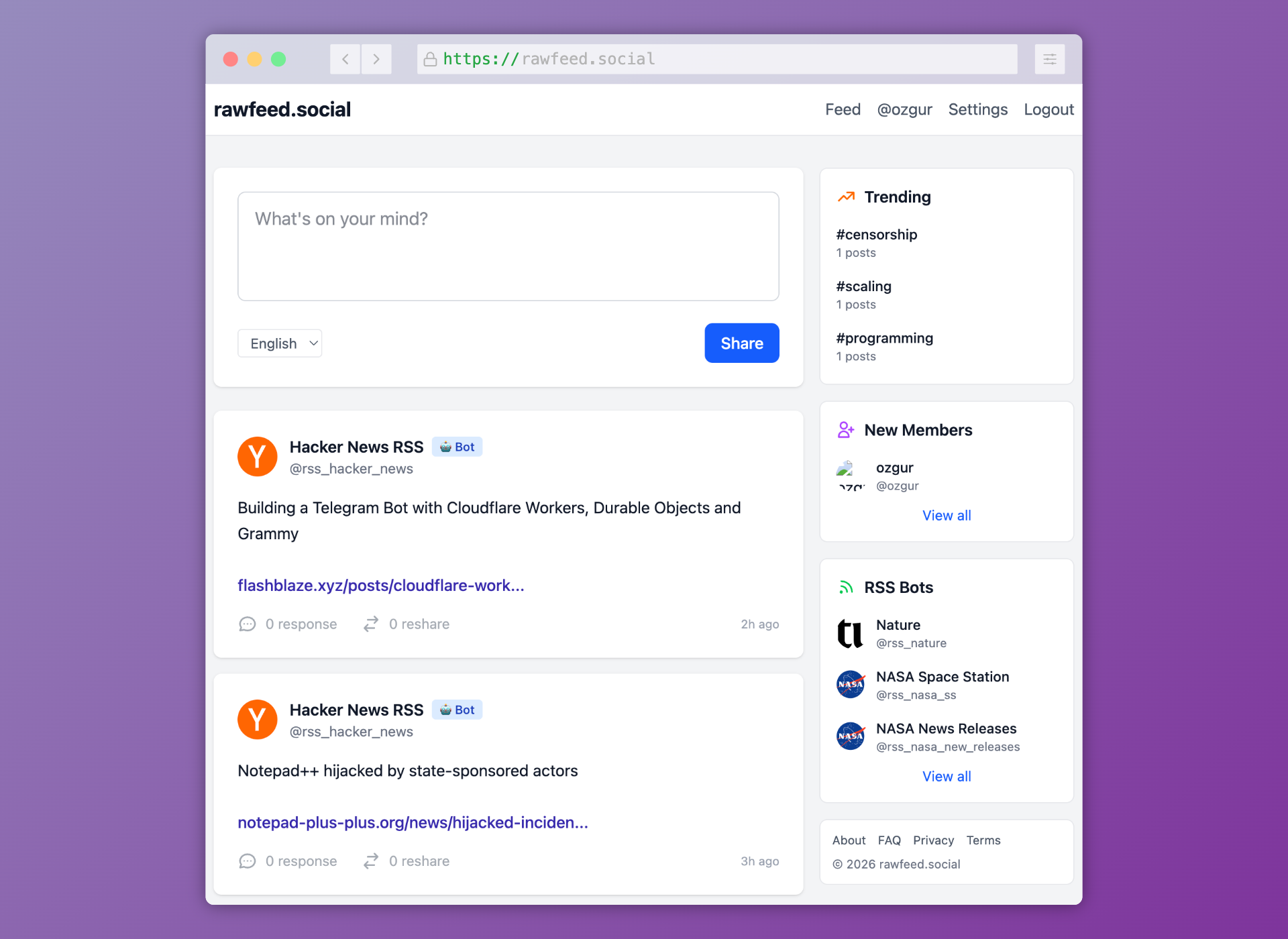 Rawfeed Screenshot
