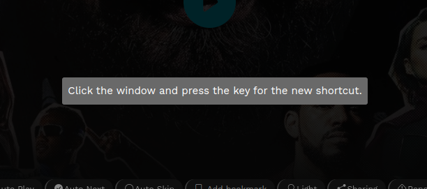 Image of the modal to change the shortcut