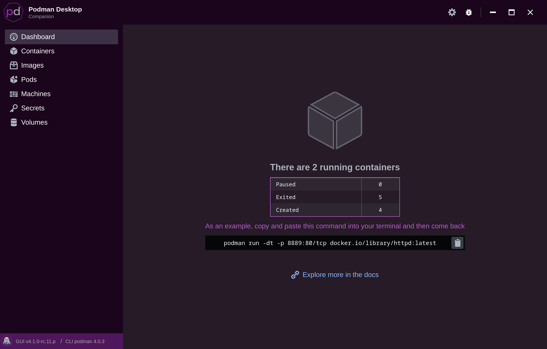 Podman Desktop Companion Dashboard