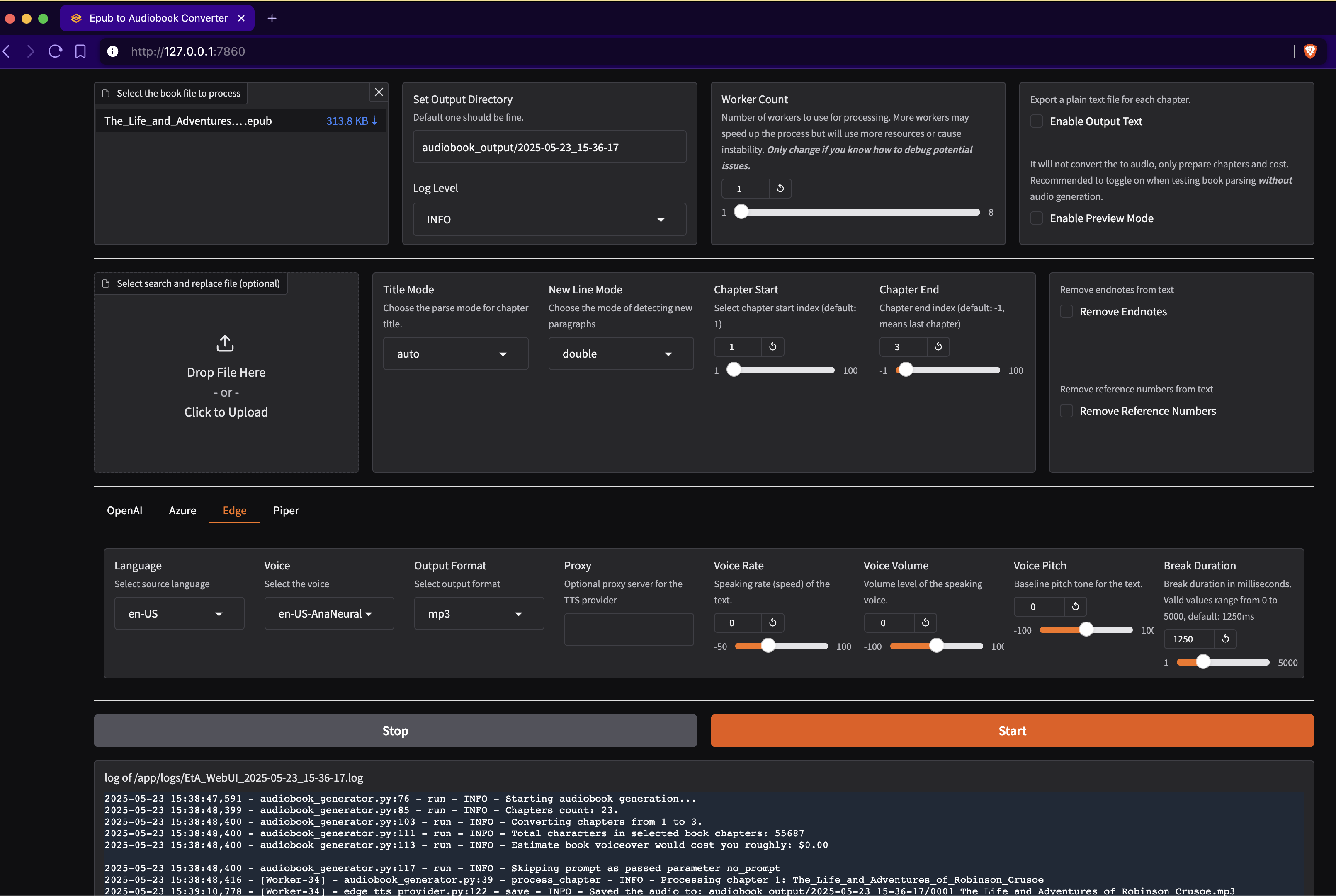 WebUI Screenshot