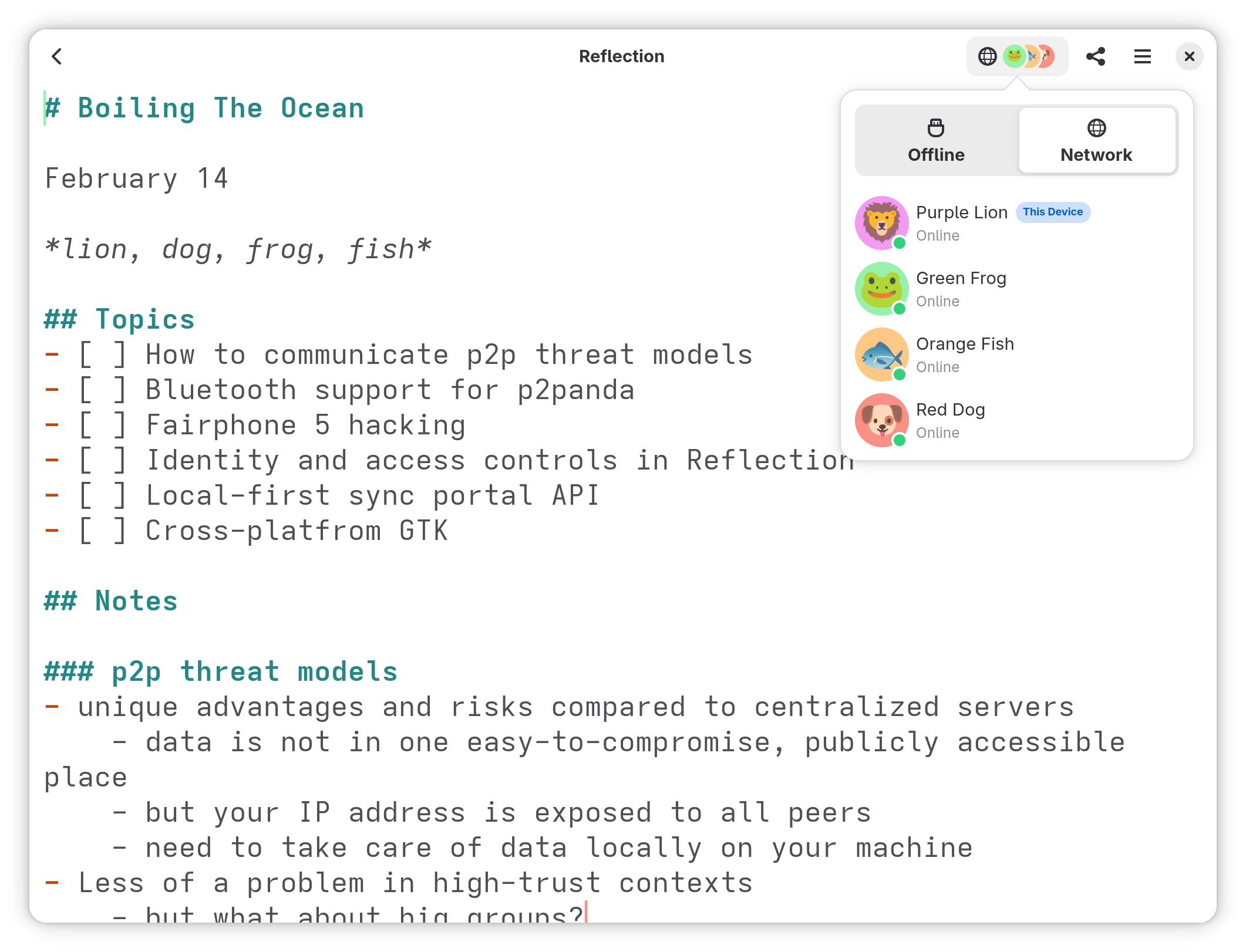 Reflection app screenshot