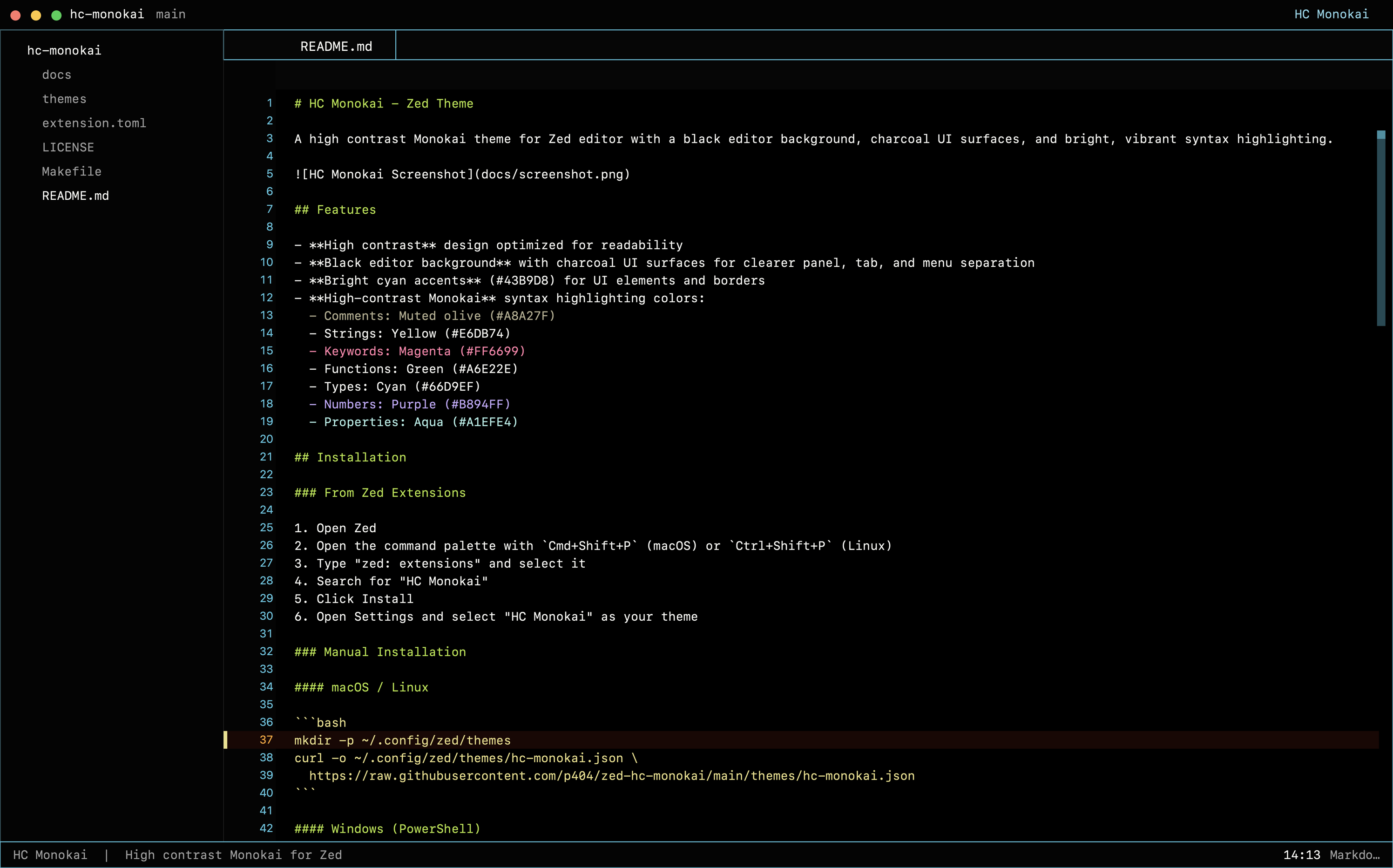 HC Monokai Screenshot