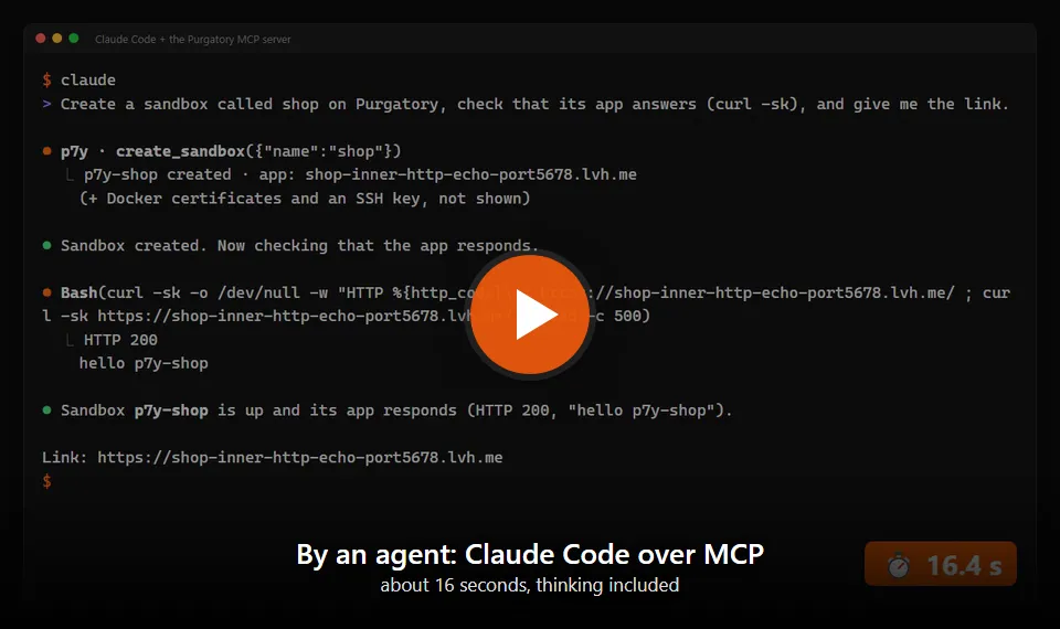 Claude Code creates a sandbox through the MCP server and checks its app, in real time