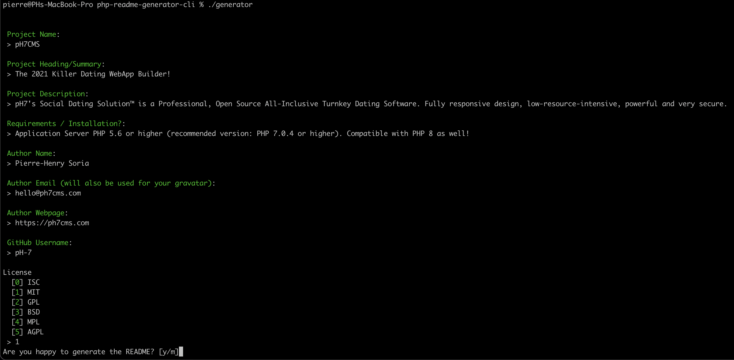 GitHub README File Generator CLI