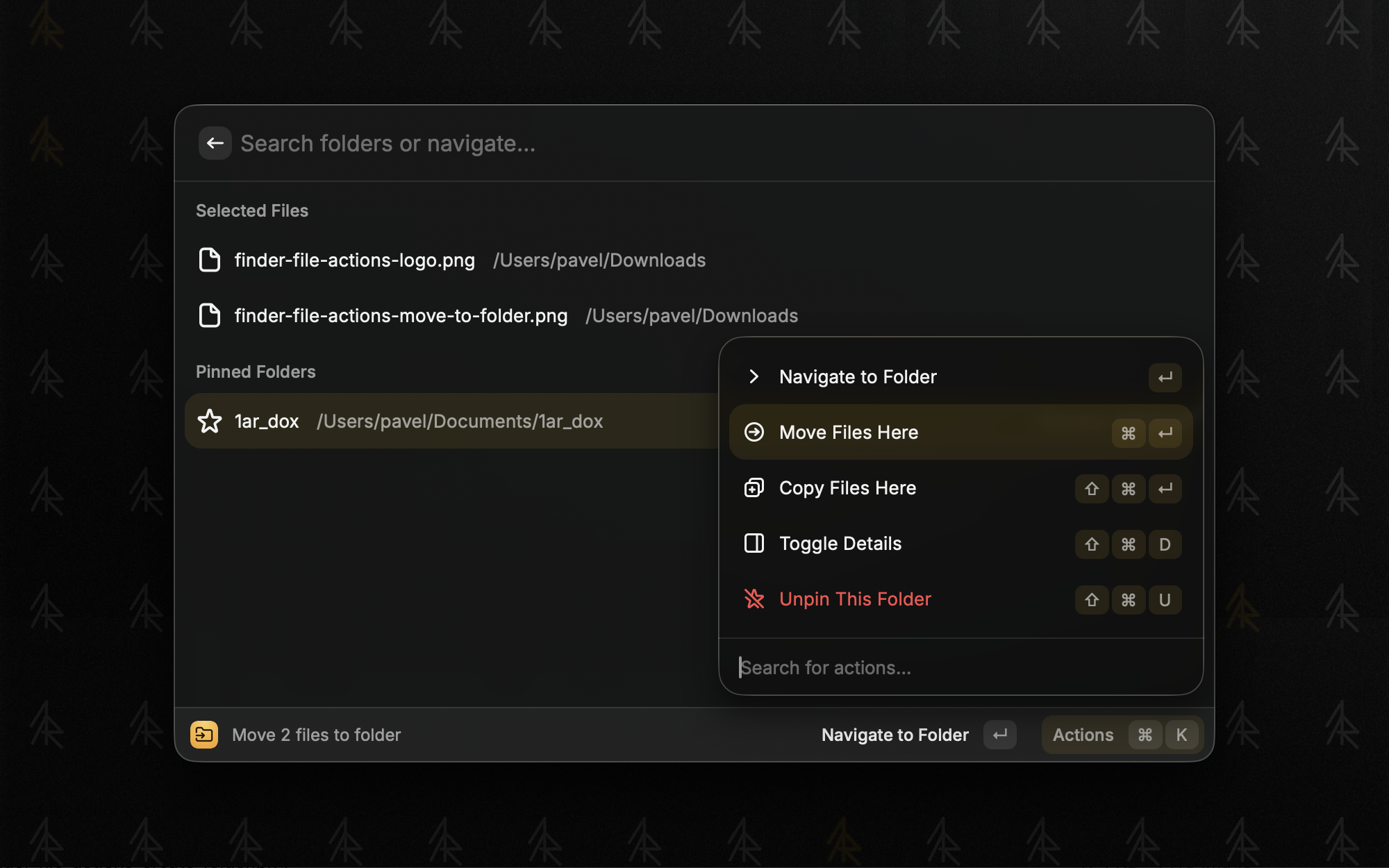 Move to Folder with actions