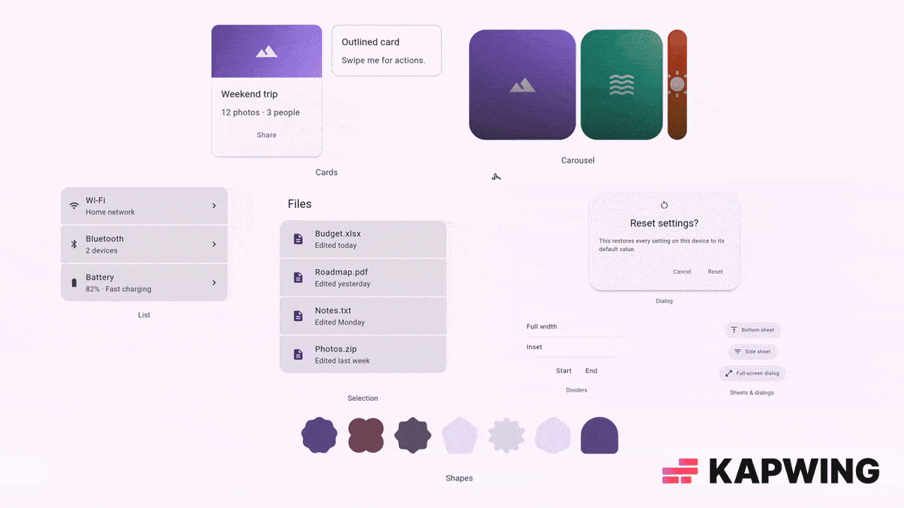 Containment — pickers, cards, lists, and dialogs