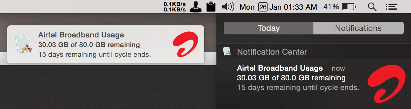 Airtel Usage Screenshot