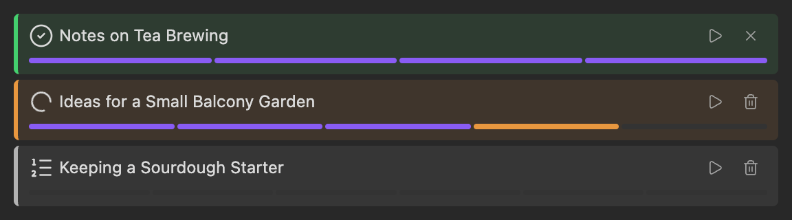 Background generation: one note finished, one generating, one queued