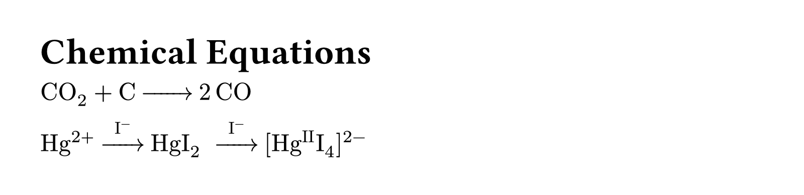 writing reactions can be done by typing an arrow.