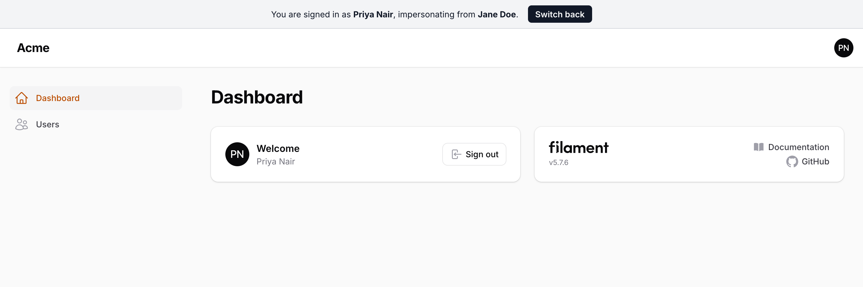 The banner at the top of the page in the light style