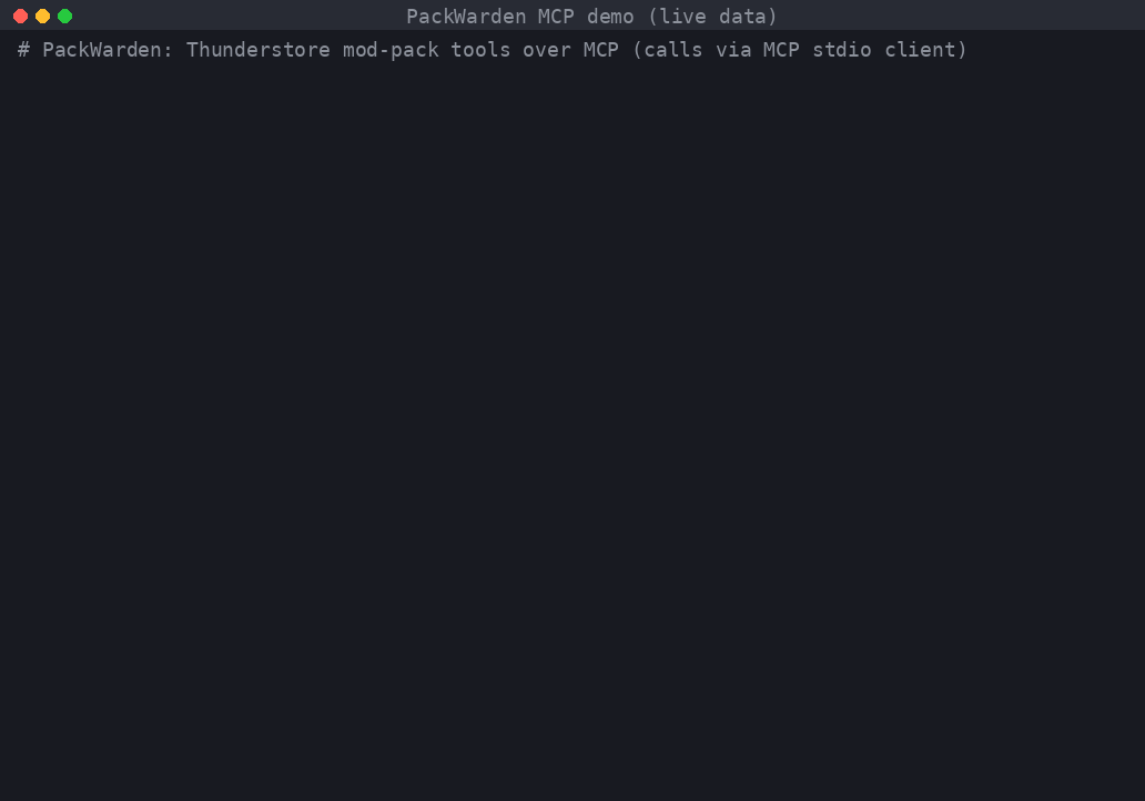 PackWarden demo: search a Lethal Company mod, resolve its dependencies, export an r2modman profile