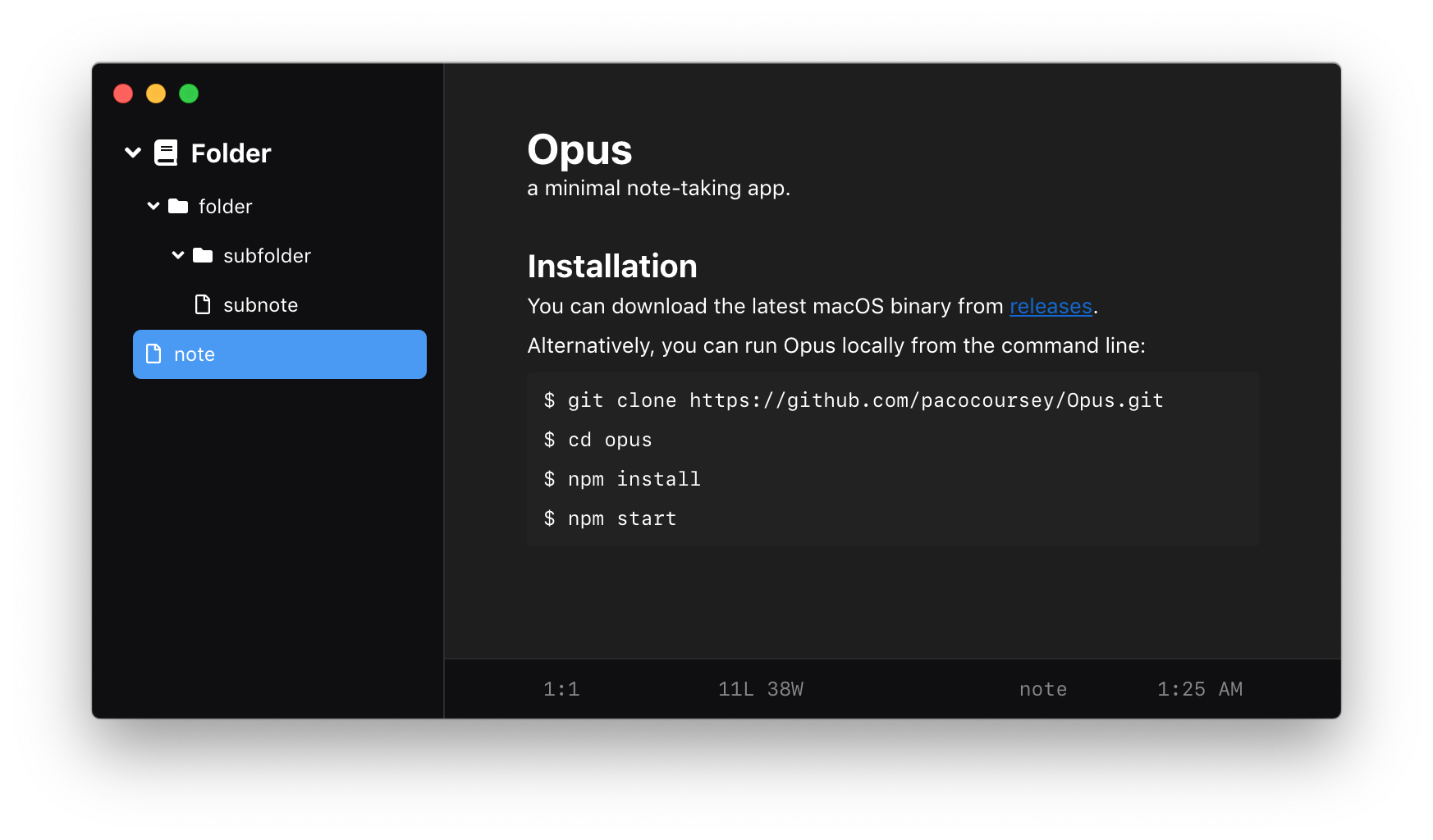 Opus Dark Mode Screenshot