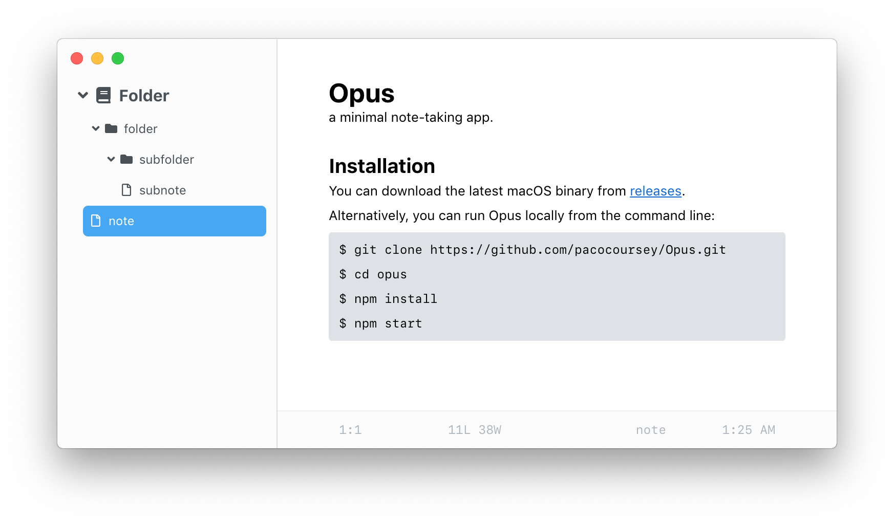 Opus Light Mode Screenshot