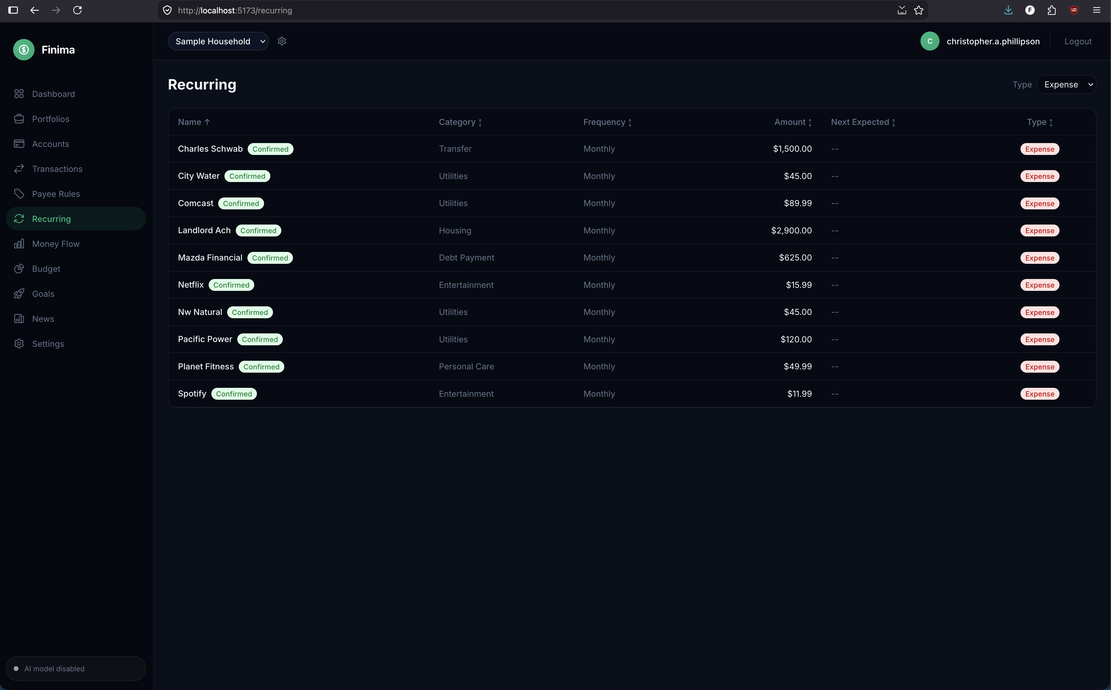 Recurring — subscription and recurring payment detection