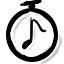 The extension icon, a stopwatch with a eighth note musical notation symbol instead of the clock hands