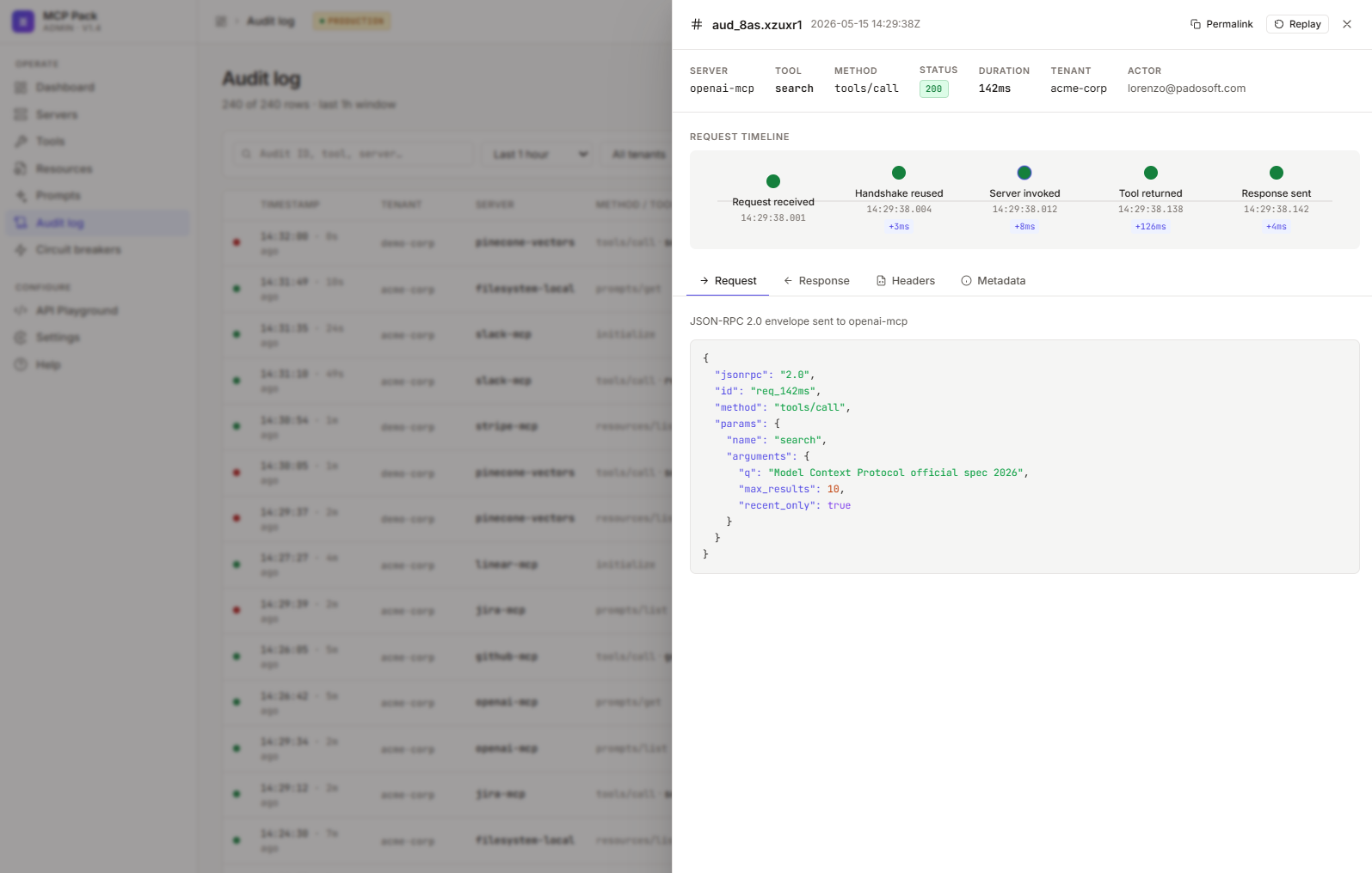 Audit log detail