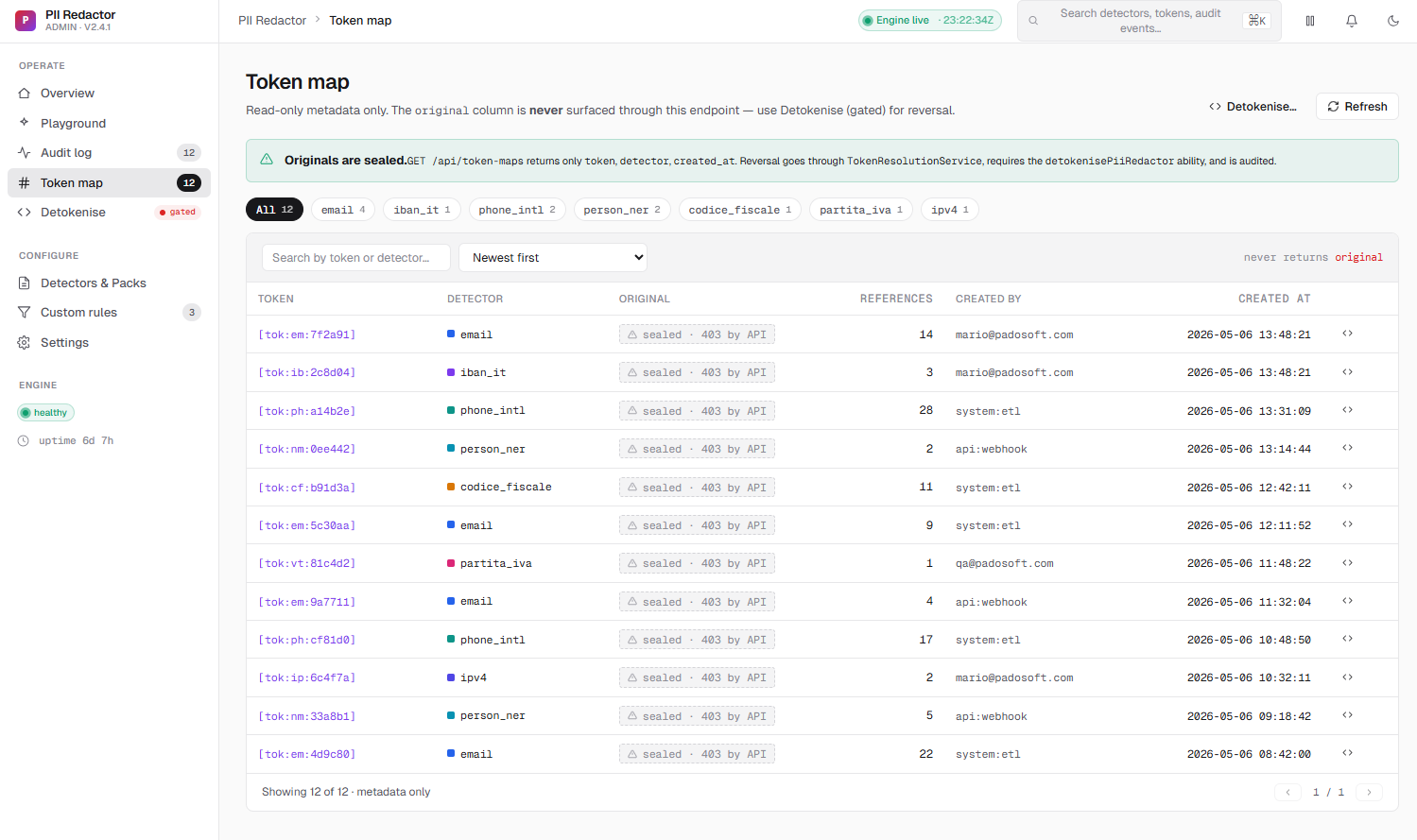 Token map