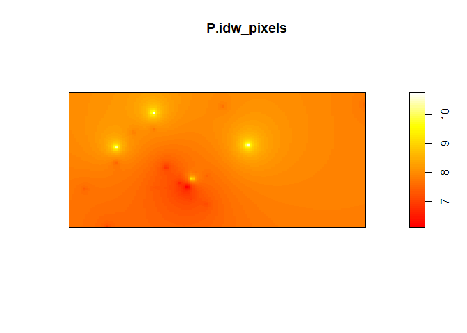 Continuous field resulting from IDW interpolation of PM 2.5 observations
