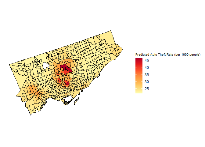 Predicted Auto Theft Rate Using a Spatial Lag Model