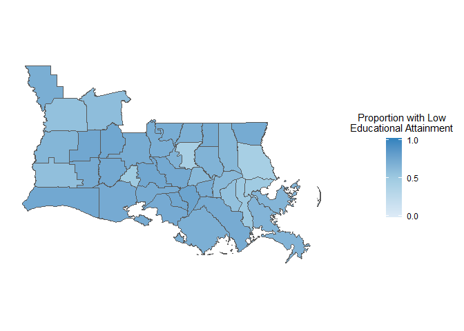 Proportion of residents who have completed high school or less by 2000 Census population