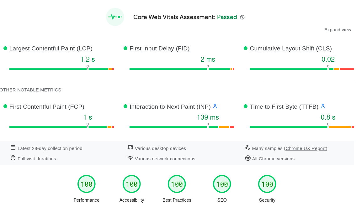 Google Performance Scores