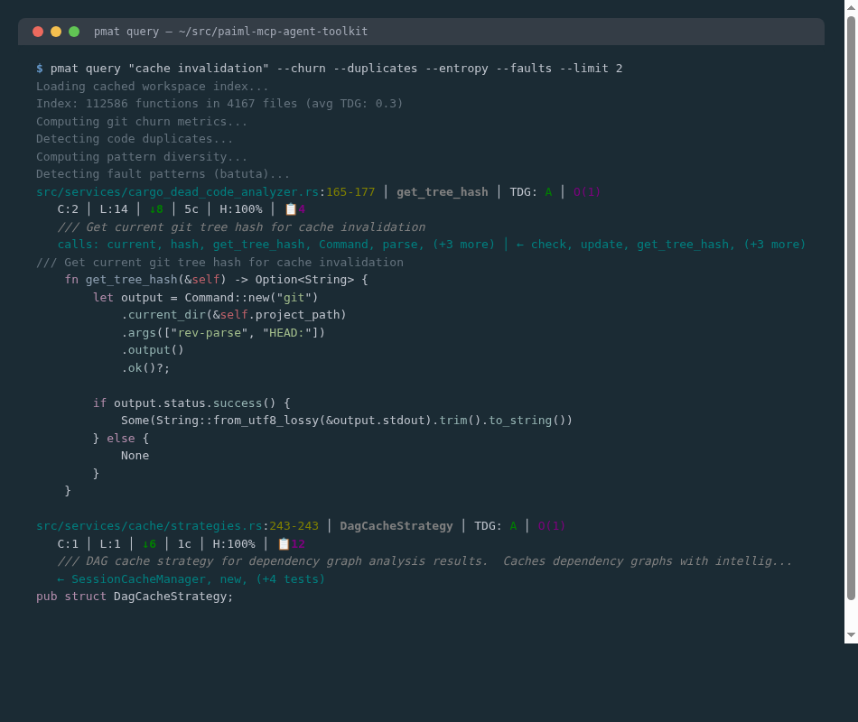 pmat query annotated output