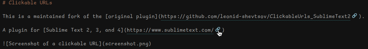 Screenshot of a clickable URL