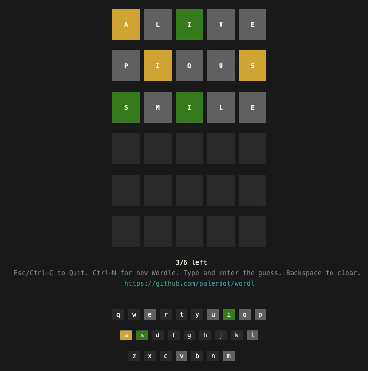Wordl - Web like Terminal Wordle