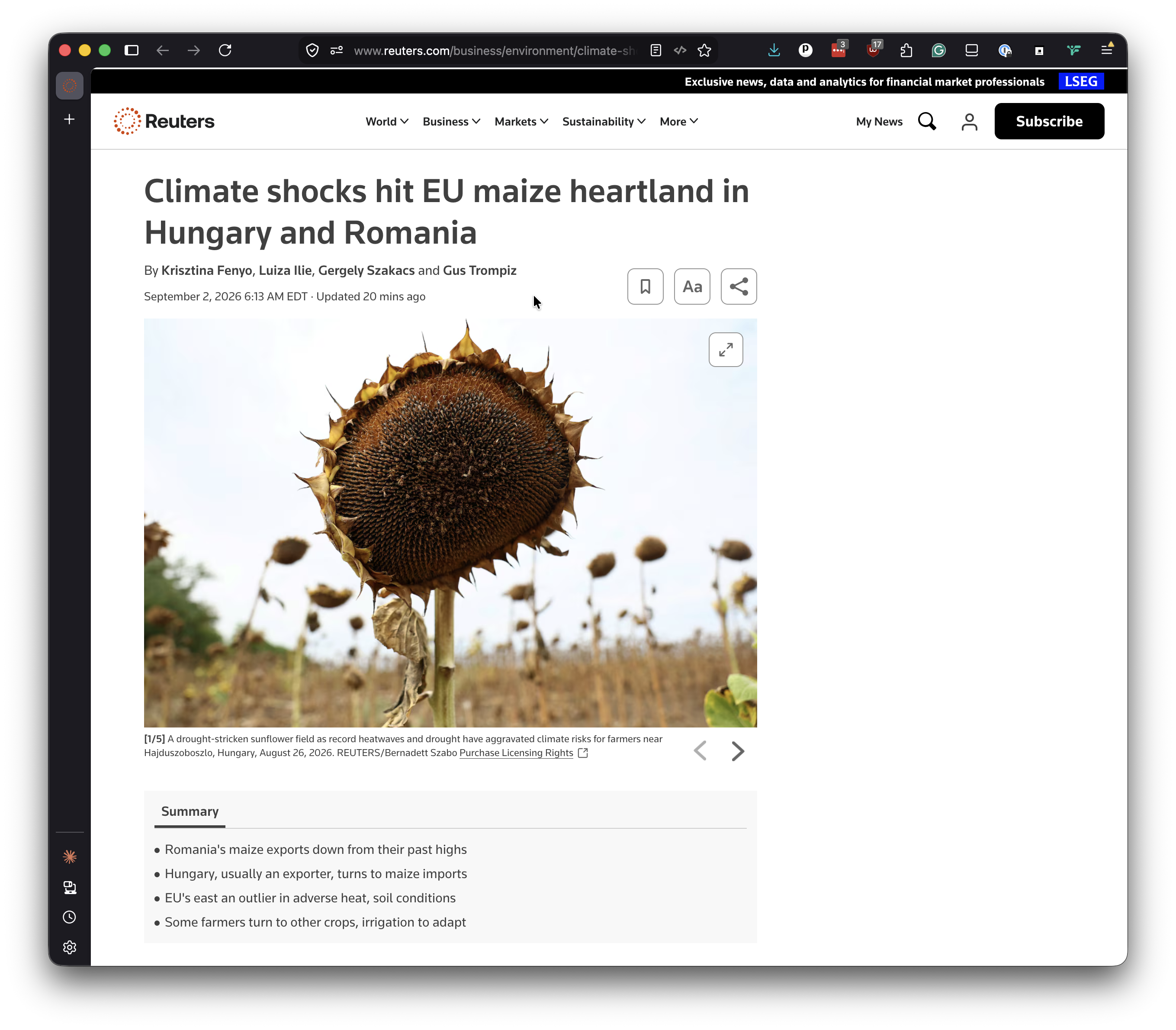 The top of the story