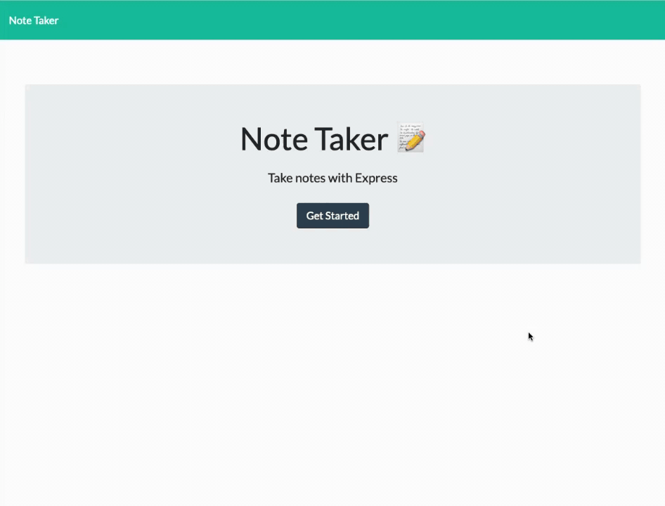 Express Note Taker Application Demo (GIF)