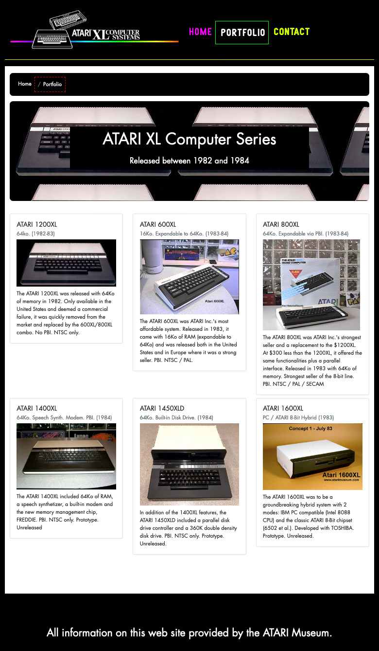 ATARI XL Computers Museum Page1 (Screenshot)