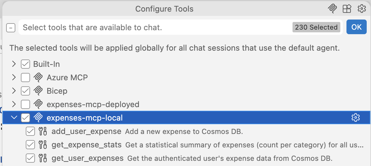 Enable MCP server in GitHub Copilot Chat tools