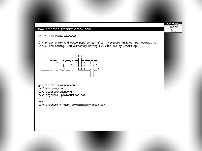 Main window of the Interpinkie Interlisp Finger client