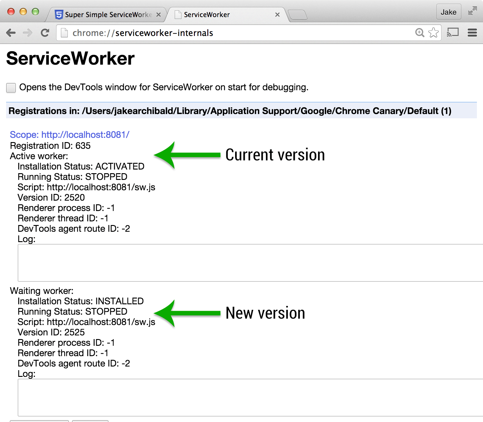 serviceworker-internals