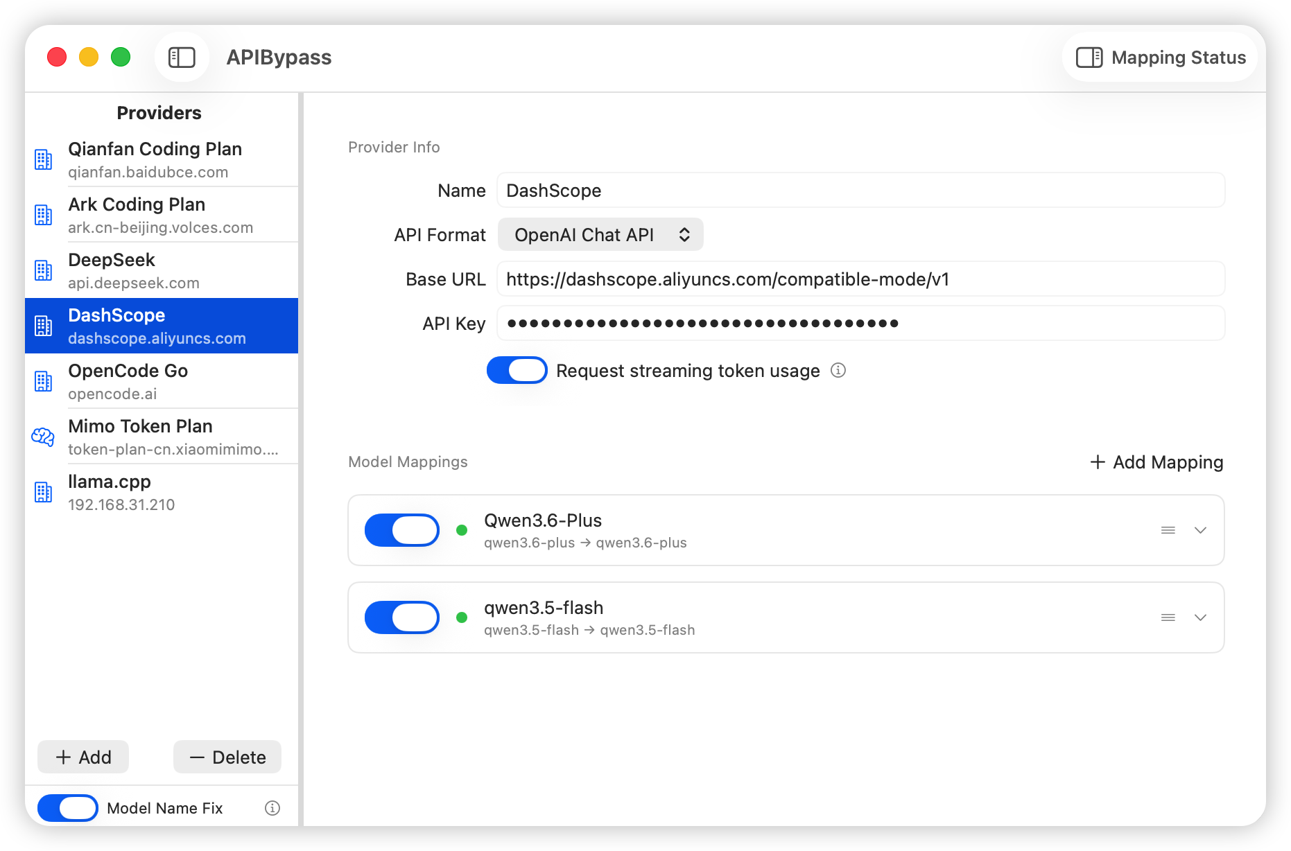 Provider and model mapping configuration