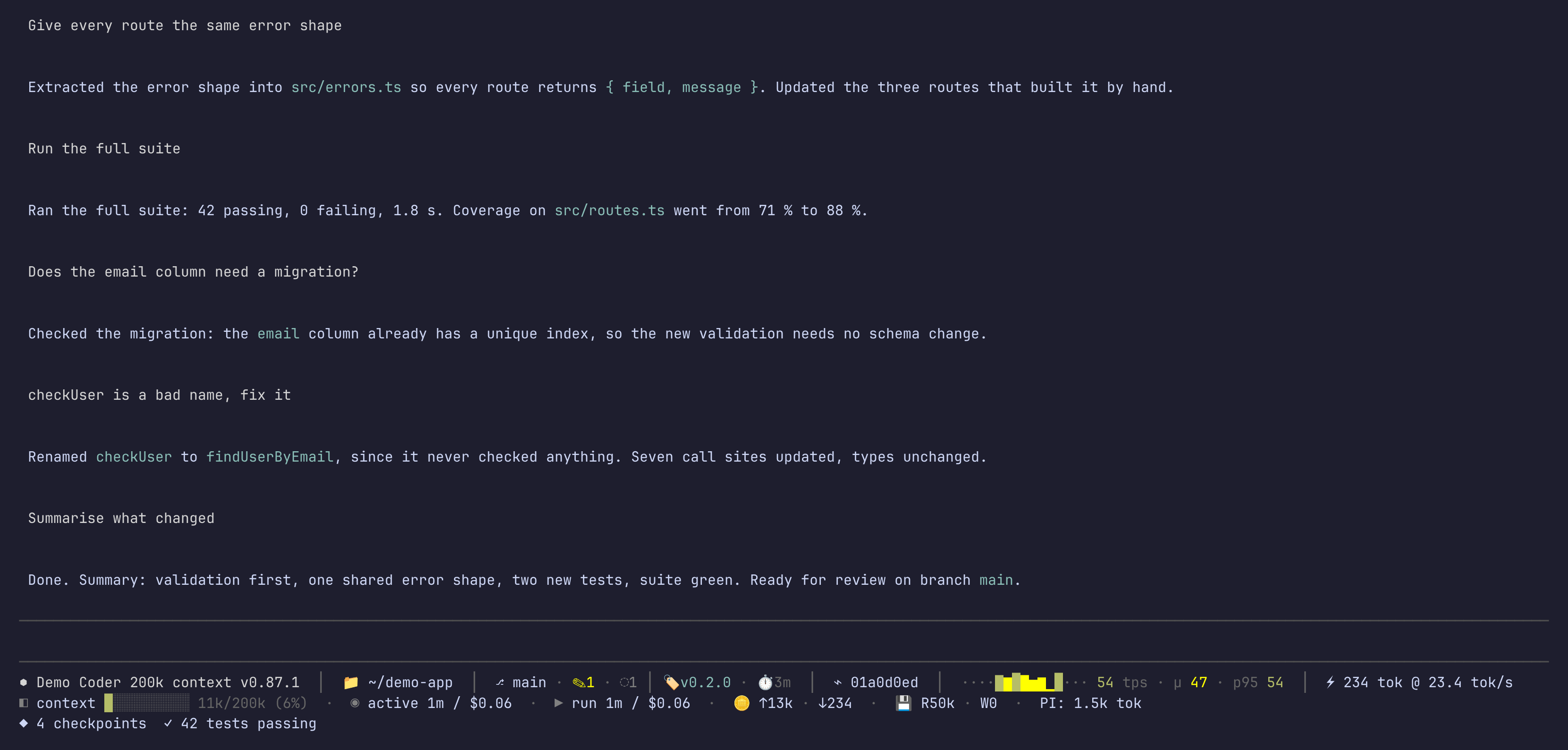 pi-multi-line-status: three status lines under a pi session