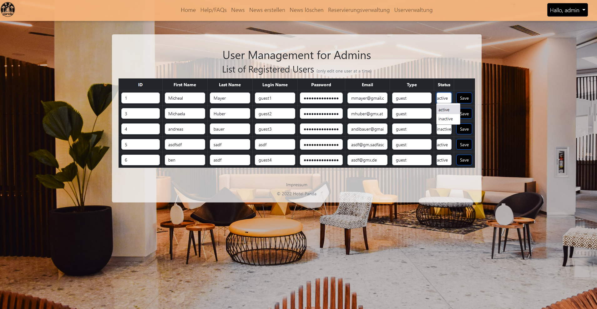 Admin -User management