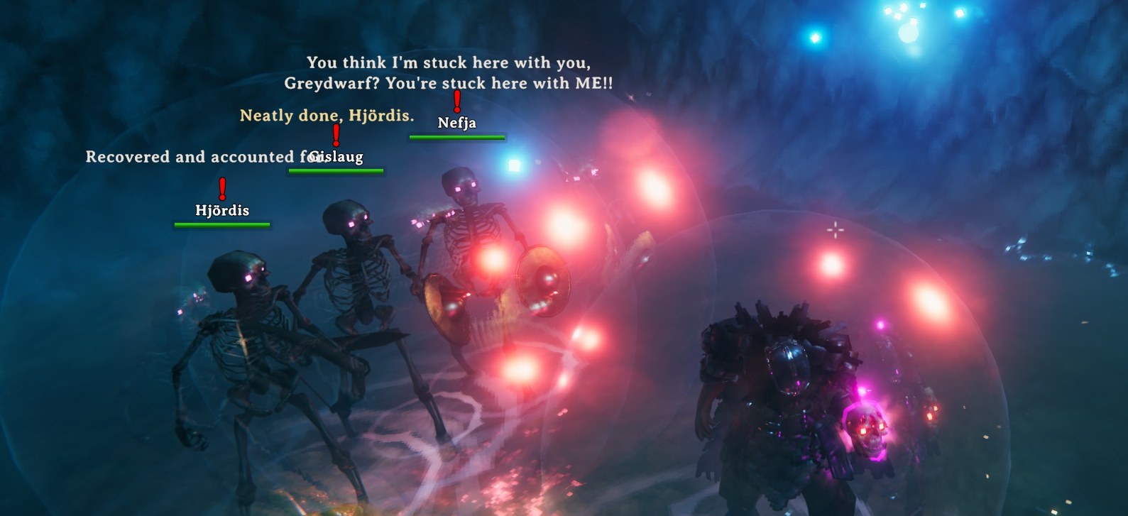 An example of them chattering after having killed a Greydwarf