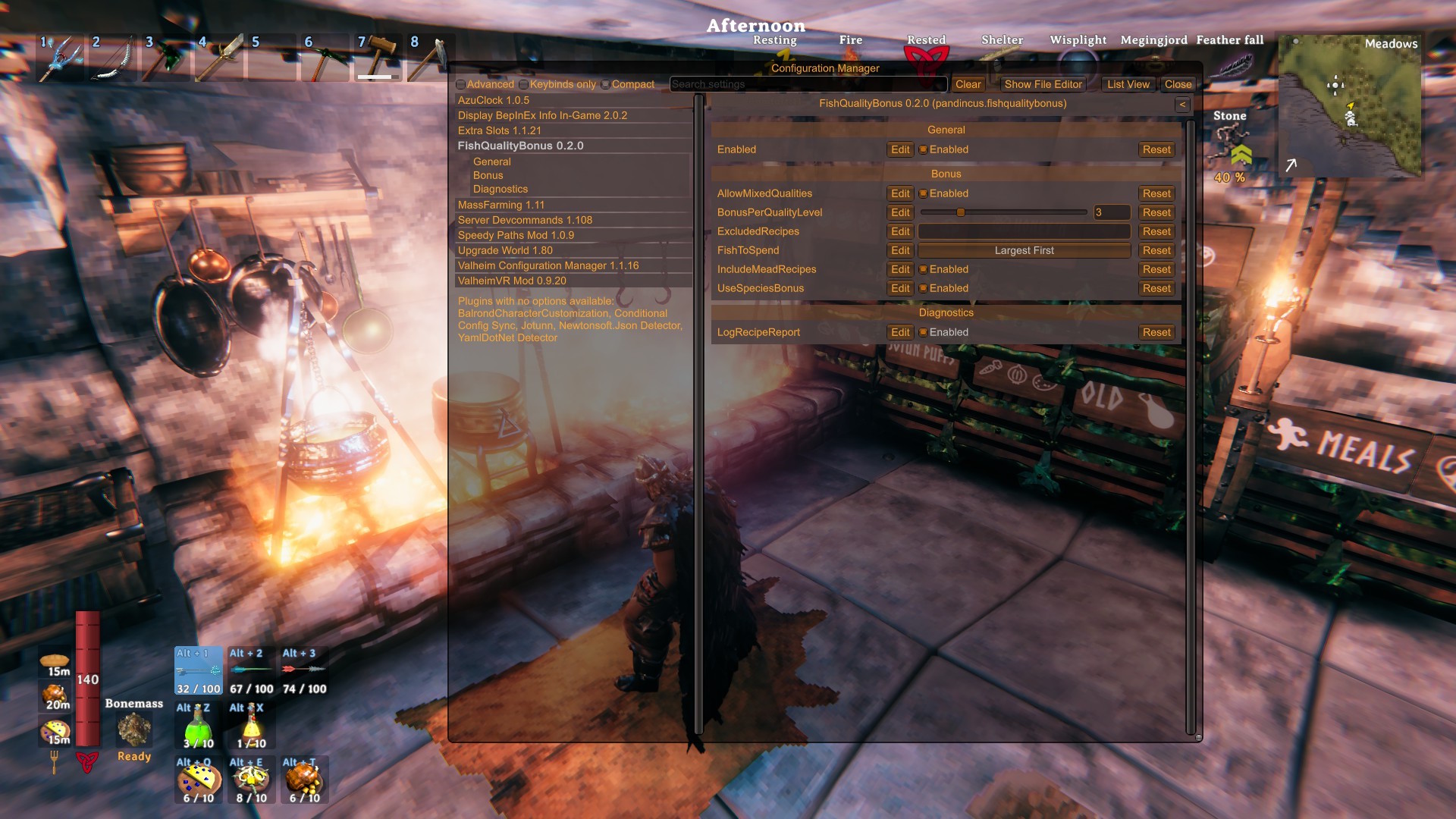 The mod's settings listed in ConfigurationManager in-game