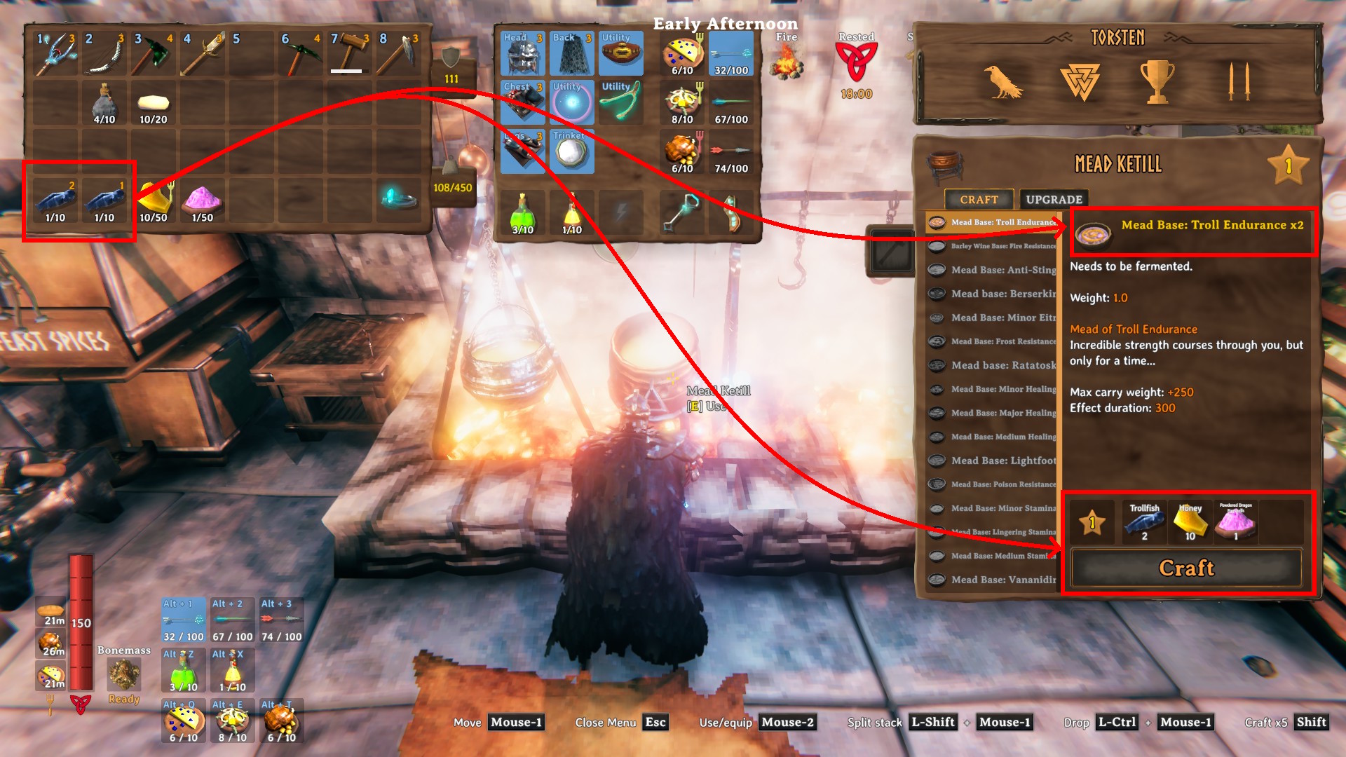 One quality-2 and one quality-1 trollfish brewing Mead Base: Troll Endurance x2