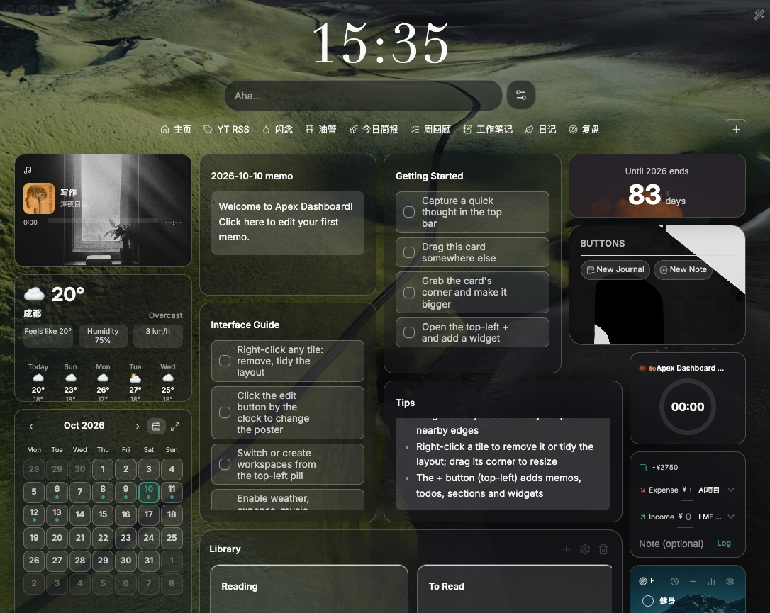 Apex Dashboard 工作台