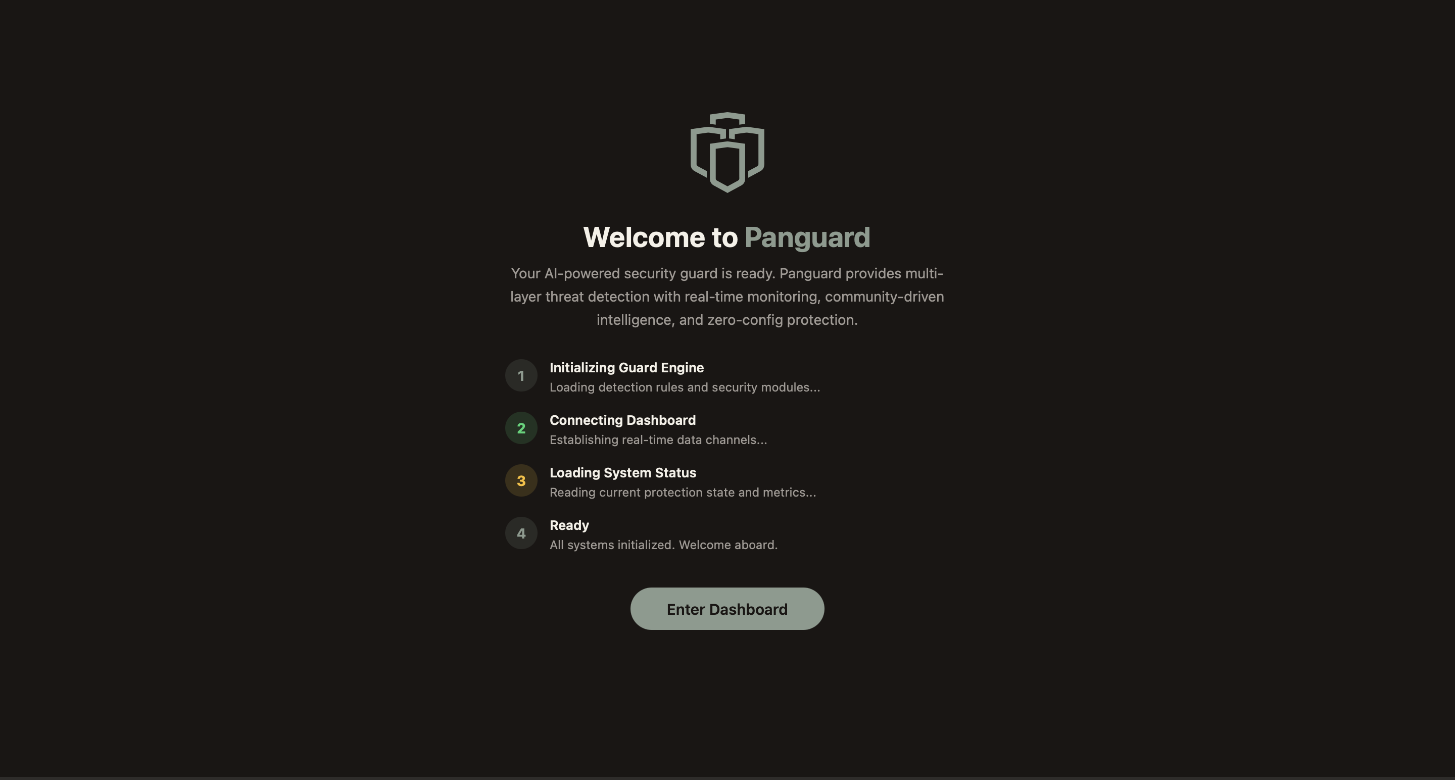 Welcome — First-run initialization