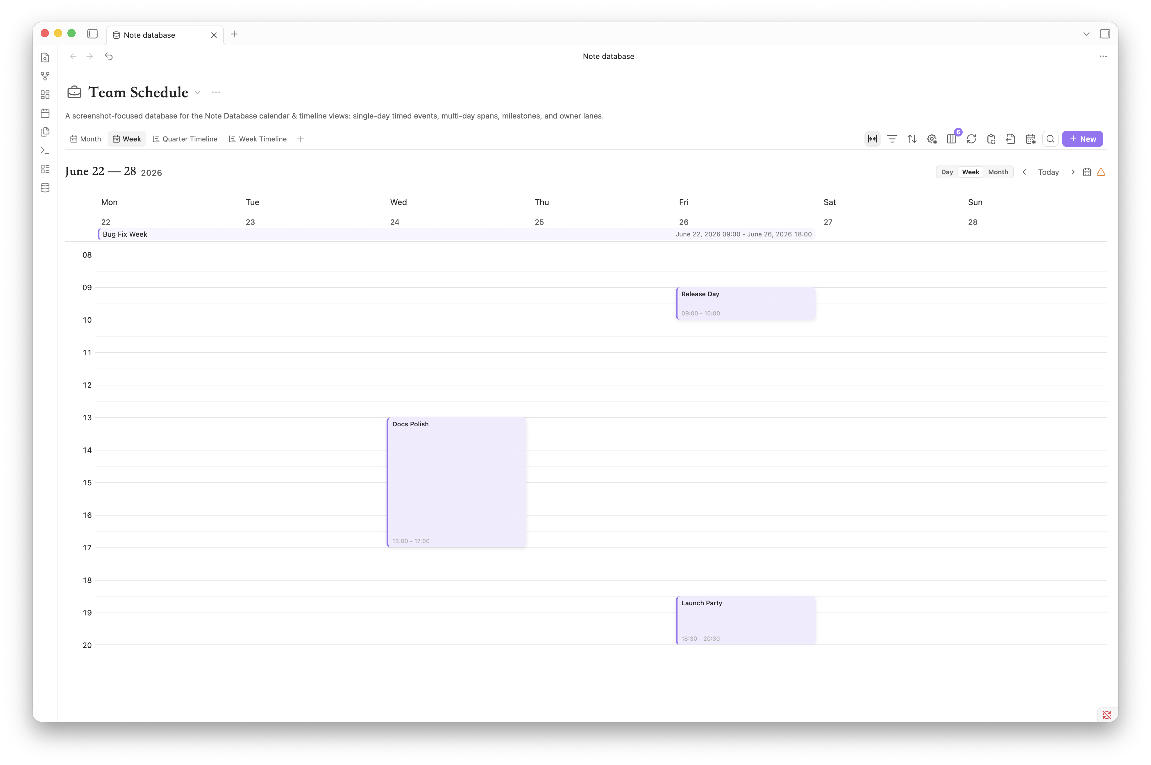Calendar week view