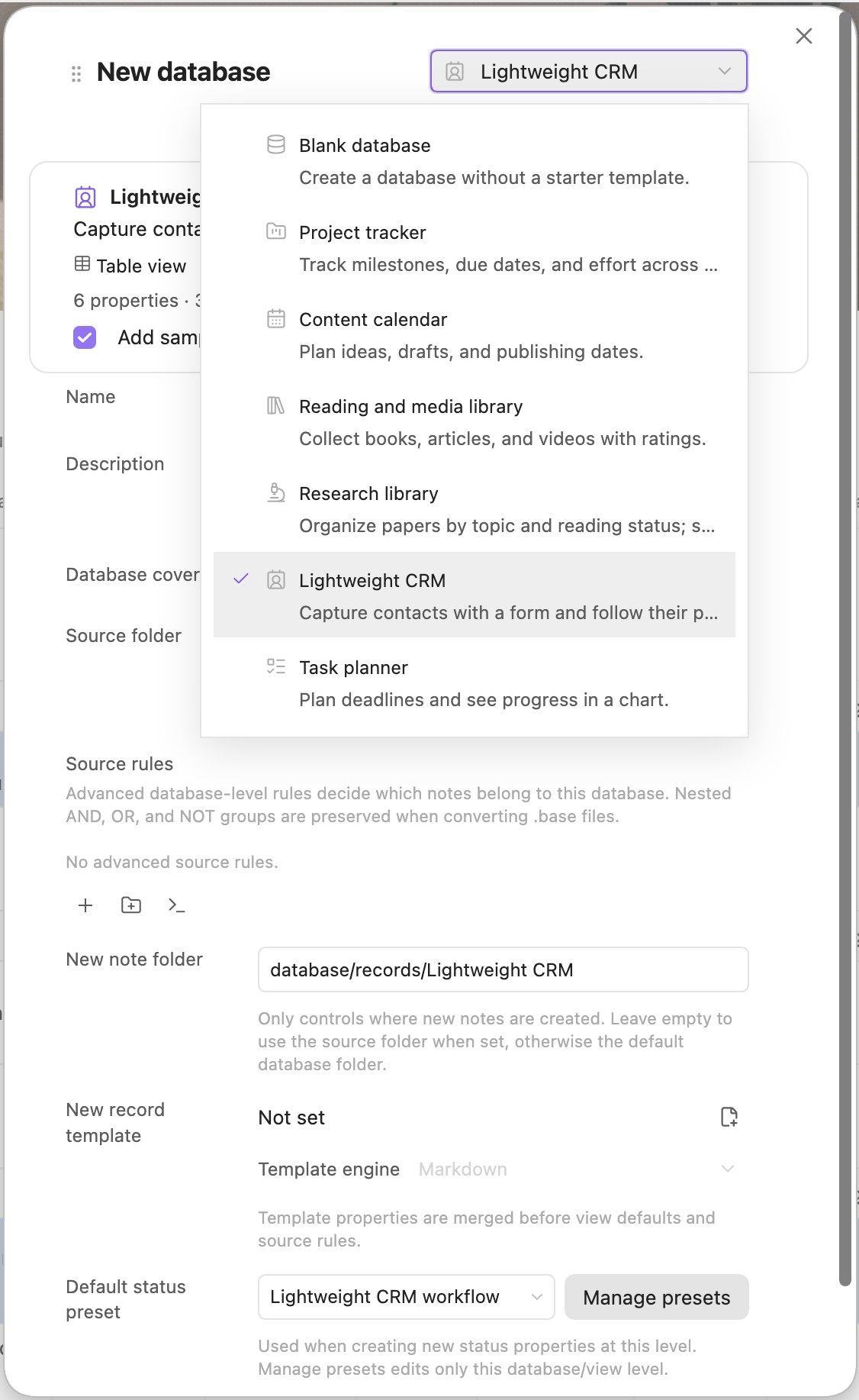 Note Database - Obsidian Plugin