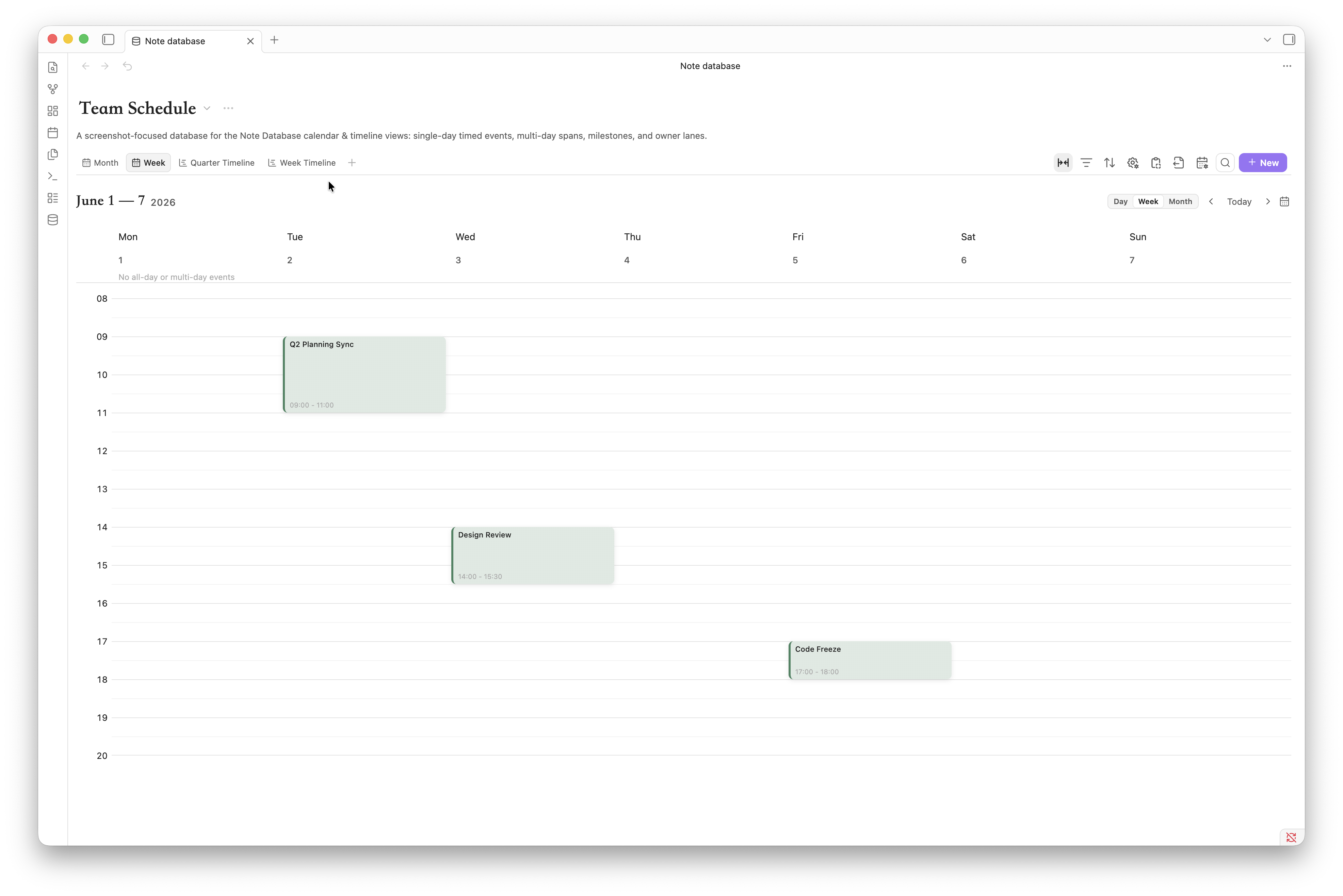 Calendar week view